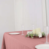 72x120Inch Dusty Rose Polyester Rectangle Tablecloth, Reusable Linen Tablecloth