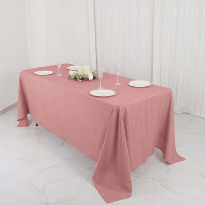 72x120Inch Dusty Rose Polyester Rectangle Tablecloth, Reusable Linen Tablecloth