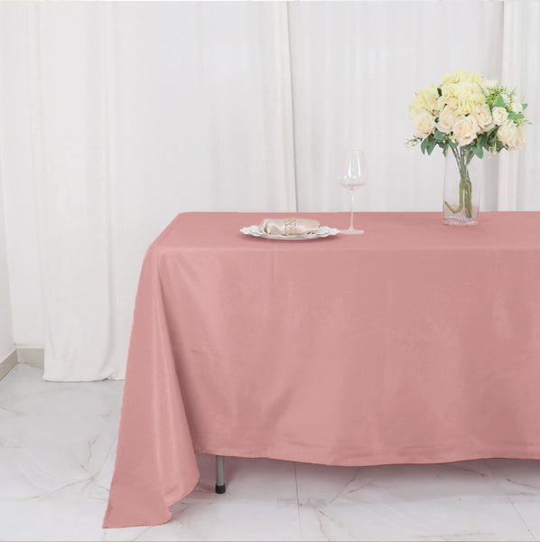 72"x120" Dusty Rose Polyester Rectangle Tablecloth, Reusable Linen Tablecloth