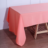 72x120Inch Coral Polyester Rectangle Tablecloth, Reusable Linen Tablecloth