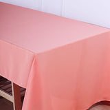 72x120Inch Coral Polyester Rectangle Tablecloth, Reusable Linen Tablecloth