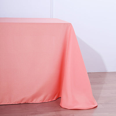 72x120Inch Coral Polyester Rectangle Tablecloth, Reusable Linen Tablecloth