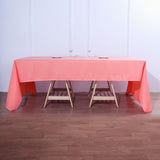 72x120Inch Coral Polyester Rectangle Tablecloth, Reusable Linen Tablecloth