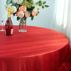 132" Red Large Rosette Round Lamour Satin Tablecloth