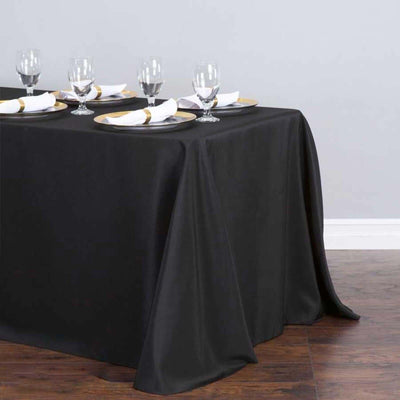 90x132 Black Seamless Premium Polyester Rectangular Tablecloth