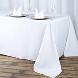 90x132 White Seamless Premium Polyester Rectangular Tablecloth