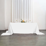 90"x156" White Polyester Rectangular Tablecloth