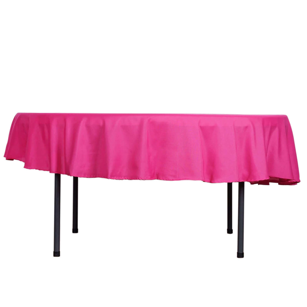 90" Fuchsia Polyester Round Tablecloth TableclothsFactory