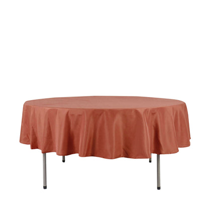 90Inch Terracotta Polyester Round Tablecloth, Reusable Table Linen