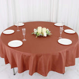 90Inch Terracotta Polyester Round Tablecloth, Reusable Table Linen