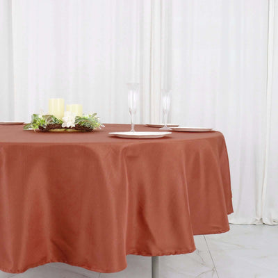 90Inch Terracotta Polyester Round Tablecloth, Reusable Table Linen