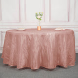 120 inches Accordion Crinkle Taffeta Round Tablecloth - Dusty Rose