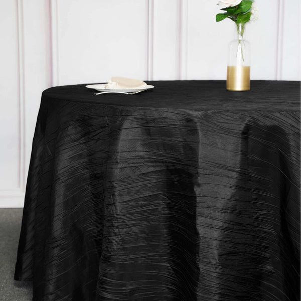 120inch Accordion Crinkle Taffeta Round Tablecloth - Black