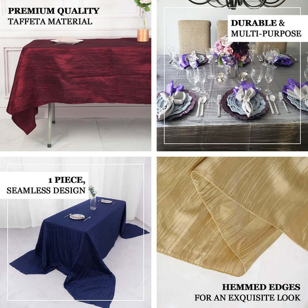 90Inchx156Inch Accordion Crinkle Taffeta Rectangular Tablecloth - White