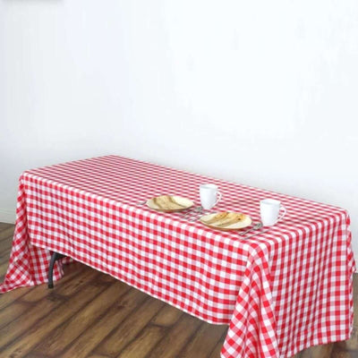 Buffalo Plaid Tablecloths | 60x126 Rectangular | White/Red | Checkered Polyester Tablecloth