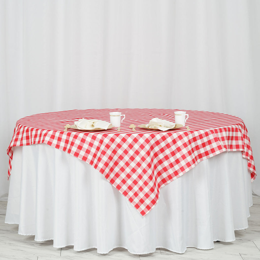 Pink and White Check Gingham Polyester Chiavari Chair Cover
