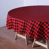 Buffalo Plaid Tablecloth | 70 inch Round | Black/Red | Checkered Gingham Polyester Tablecloth