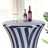 Black & White Striped Spandex Stretch Fitted Cocktail Tablecloth - 160GSM Premium Spandex
