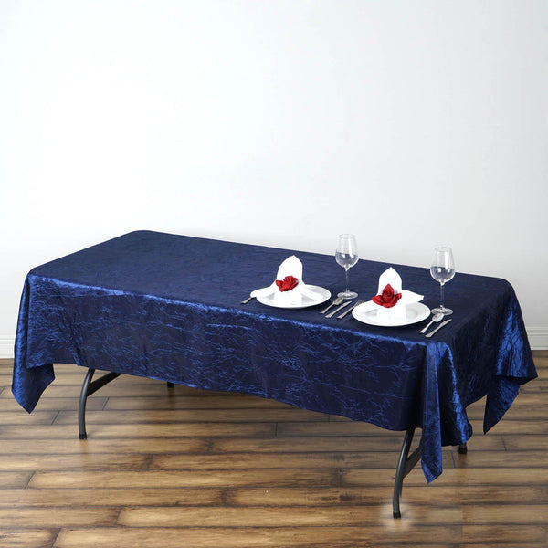 60x102 Navy Blue Crinkle Crushed Taffeta Rectangular Tablecloth