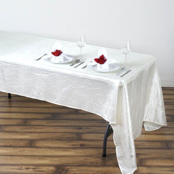 60"x126" Ivory Crinkle Crushed Taffeta Rectangular Tablecloth - Clearance SALE
