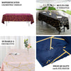 60inch x 102inch Navy Blue Rectangle Polyester Tablecloth With Gold Foil Geometric Pattern