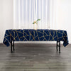 60inch x 102inch Navy Blue Rectangle Polyester Tablecloth With Gold Foil Geometric Pattern