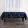 60inch x 102inch Navy Blue Rectangle Polyester Tablecloth With Gold Foil Geometric Pattern