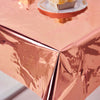 40x90 inch Rose Gold Metallic Foil Rectangle Tablecloth, Disposable Table Cover -Blush