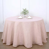 108 Inch | Linen Round Tablecloth, Slubby Textured Wrinkle Resistant Tablecloth - Blush | Rose Gold