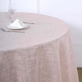 120 inch Linen Round Tablecloth, Slubby Textured Wrinkle Resistant Tablecloth - Blush | Rose Gold