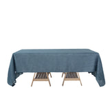 60x126 Blue Linen Rectangular Tablecloth, Slubby Textured Wrinkle Resistant Tablecloth