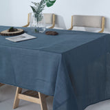 60x126 Blue Linen Rectangular Tablecloth, Slubby Textured Wrinkle Resistant Tablecloth