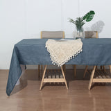 60x126 Blue Linen Rectangular Tablecloth, Slubby Textured Wrinkle Resistant Tablecloth