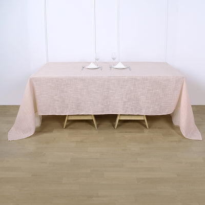 90x132inch Linen Rectangular Tablecloth, Slubby Textured Wrinkle Resistant Tablecloth