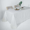 90x132 White Linen Rectangular Tablecloth, Slubby Textured Wrinkle Resistant Tablecloth