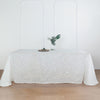 90x132 White Linen Rectangular Tablecloth, Slubby Textured Wrinkle Resistant Tablecloth