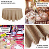 120inch Natural Jute Faux Burlap Round Tablecloth | Boho Chic Table Linen