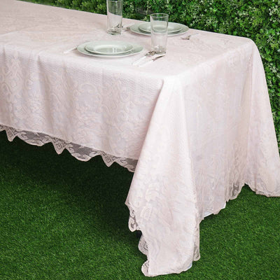 60"X126" Premium Lace Blush | Rose Gold Rectangular Oblong Tablecloth