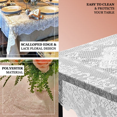 60"x90" Premium Lace Ivory Rectangular Oblong Tablecloth