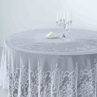 Lace Tablecloths, 108 inch Round Tablecloth, White Tablecloths | TableclothsFactory