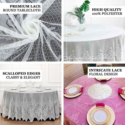 Lace Tablecloths, 108 inch Round Tablecloth, White Tablecloths | TableclothsFactory