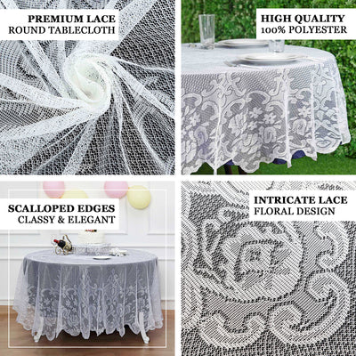 Lace Tablecloths, 90 inch Round Tablecloth, White Round Tablecloths