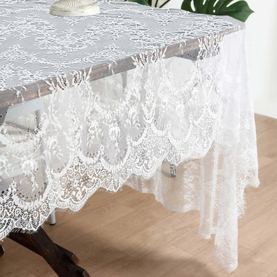 120inch x 60inch White Premium Lace Rectangle Tablecloth Vintage Rustic Decor