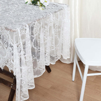 120inch x 60inch White Premium Lace Rectangle Tablecloth Vintage Rustic Decor