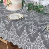 120inch x 60inch White Premium Lace Rectangle Tablecloth Vintage Rustic Decor