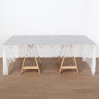 120inch x 60inch White Premium Lace Rectangle Tablecloth Vintage Rustic Decor