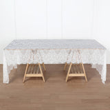 120inch x 60inch White Premium Lace Rectangle Tablecloth Vintage Rustic Decor