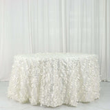 132Inch Ivory Leaf Petal Taffeta Round Tablecloth