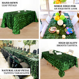 90inch x 156inch Leaf Petal Taffeta Tablecloth Rectangle - Green