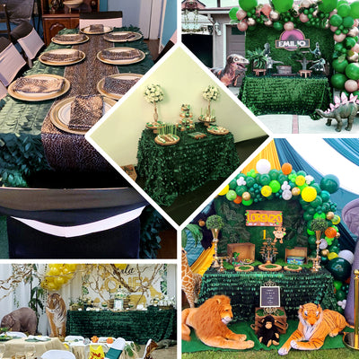 90inch x 156inch Leaf Petal Taffeta Tablecloth Rectangle - Green